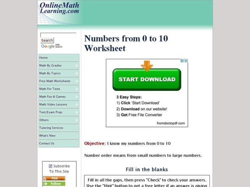 Numbers From 0 To 10 Interactive