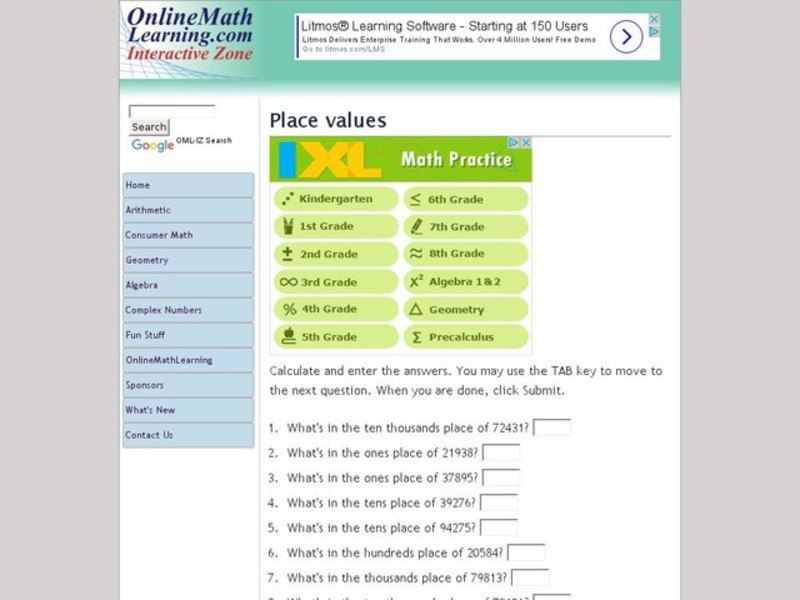Place Values - 5 digit numbers Interactive