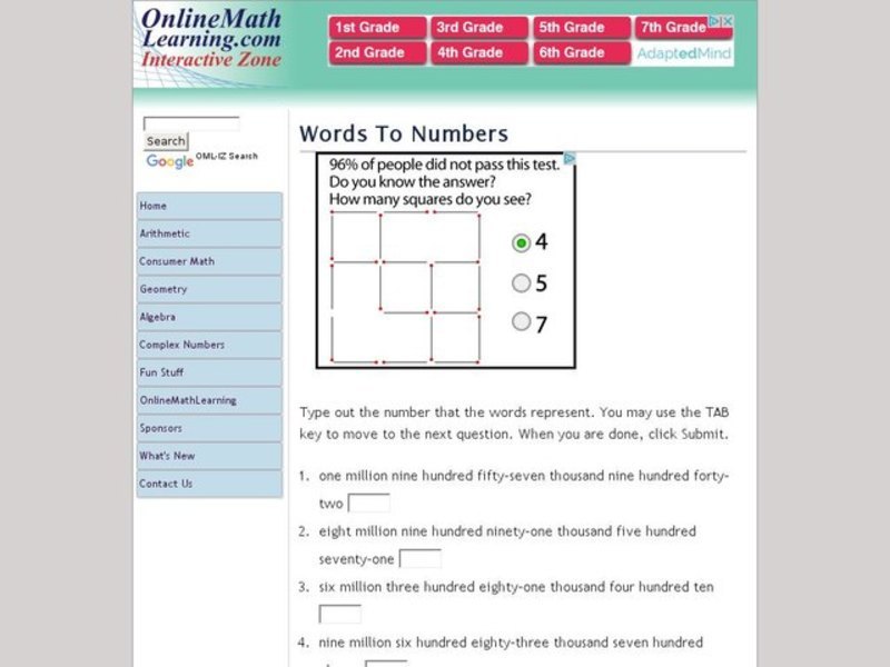 Converting Words To Numbers Interactive