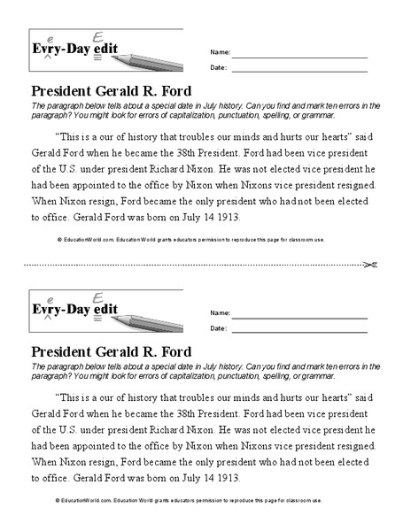 Every-Day Edit: President Gerald R. Ford Activity
