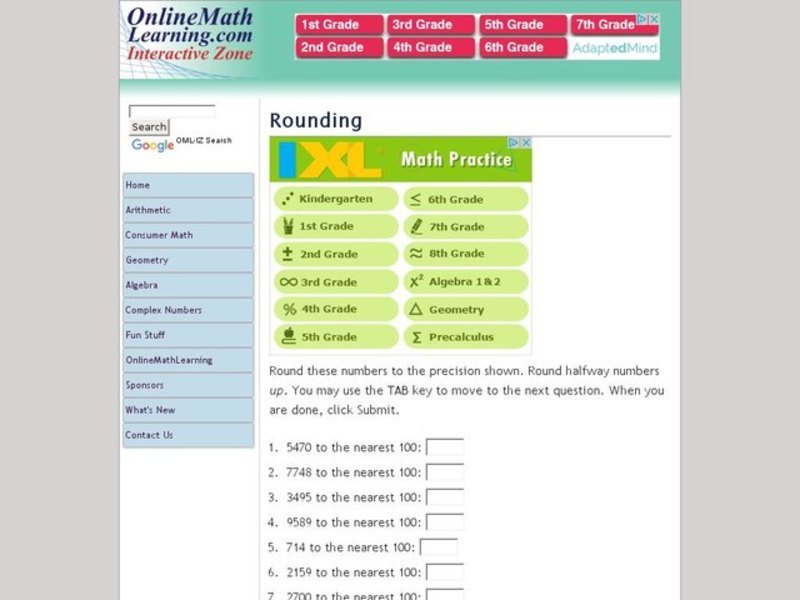 Rounding: interactive worksheet Interactive
