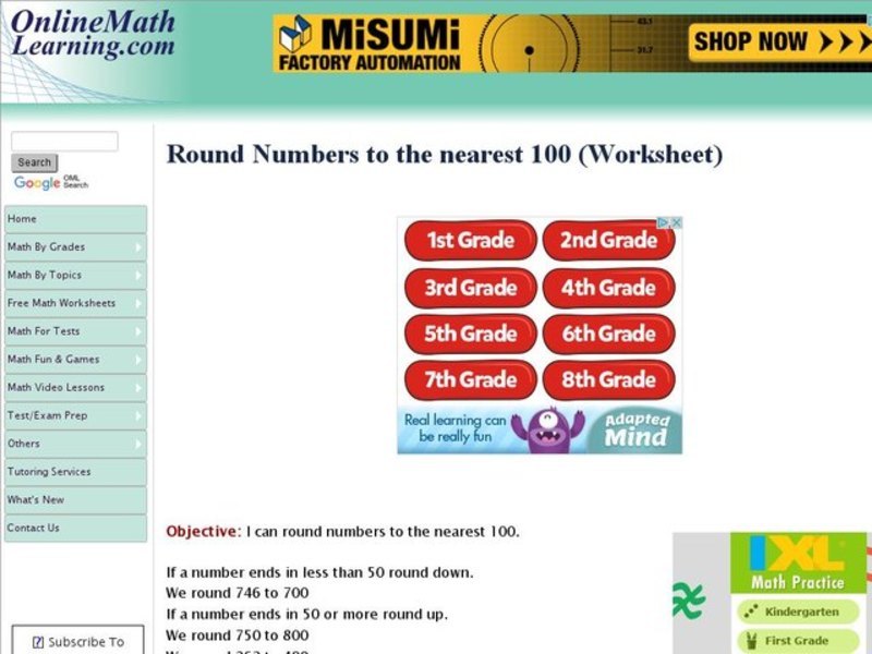 Round Numbers to the Nearest 100 Interactive