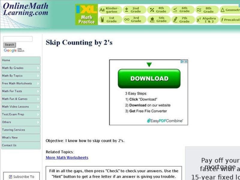 Skip Counting by 2's Interactive