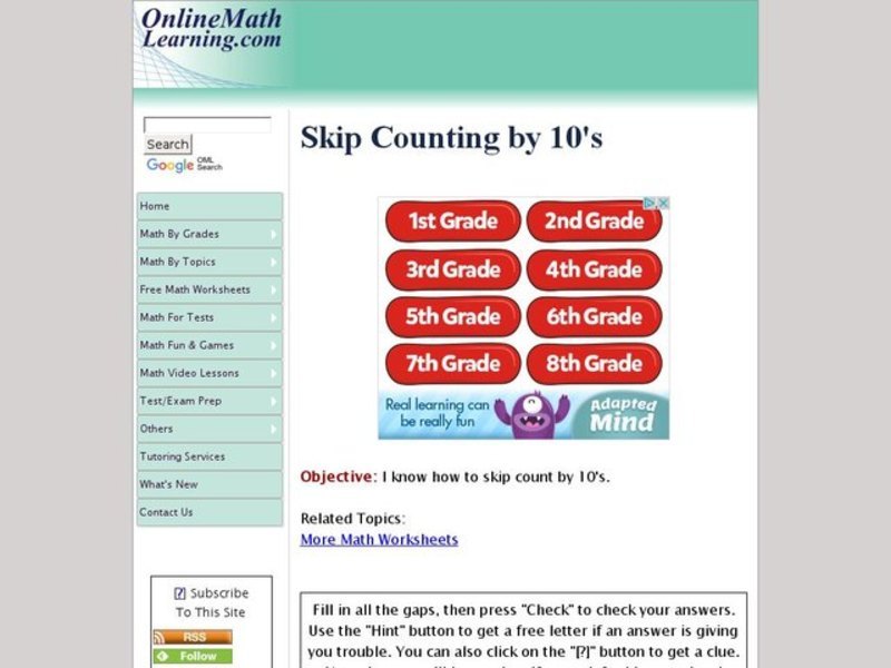 Skip Counting by 10's Interactive