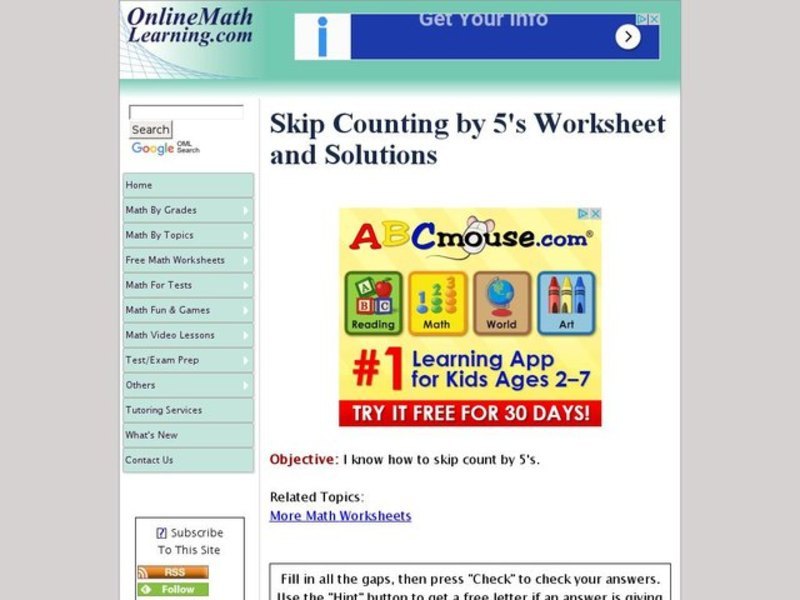 Skip Counting by 5's Interactive