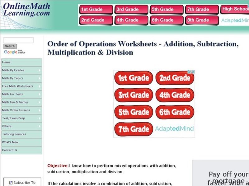 Order of Operations--Addition, Subtraction, Multiplication & Division Interactive