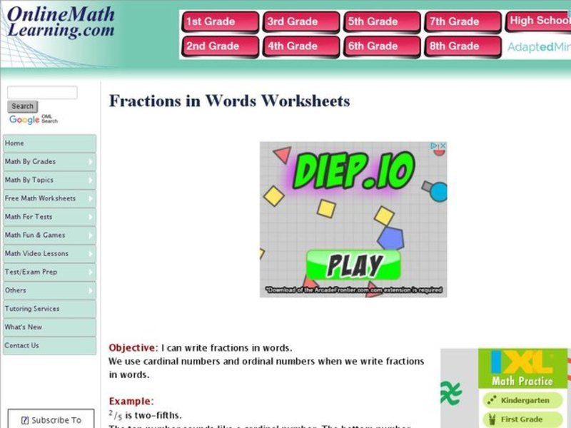 Fractions in Words Interactive