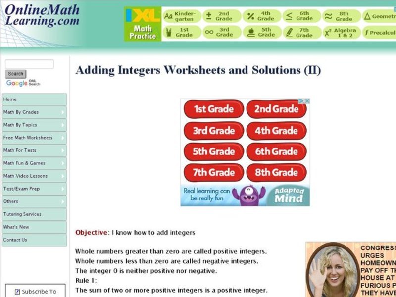 Adding Integers II Interactive