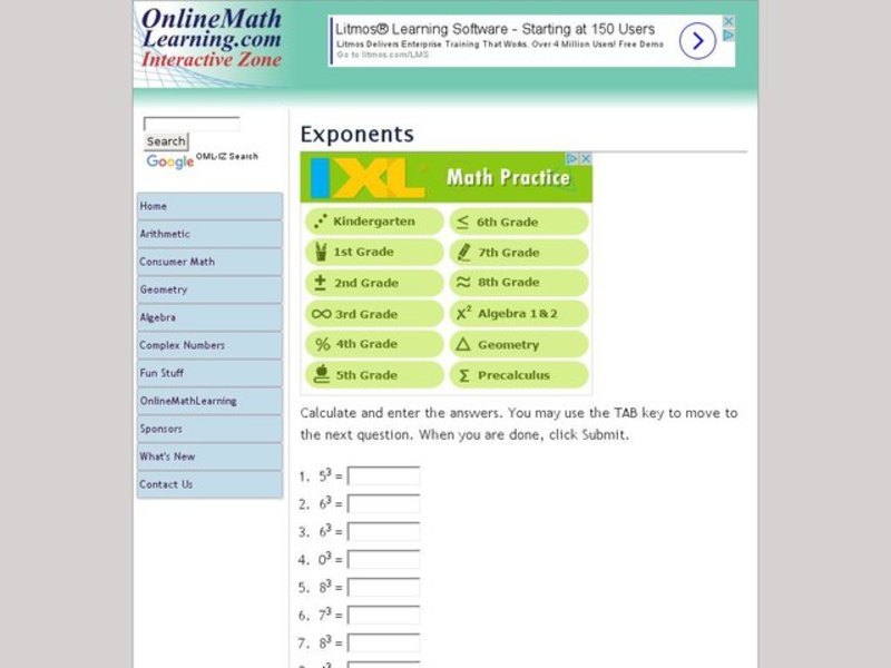 Exponents Online Interactive
