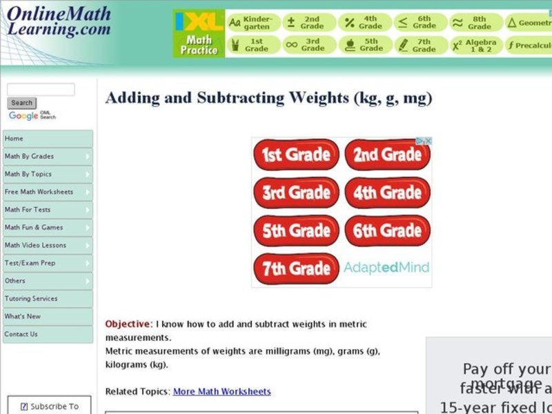 Adding and Subtracting Weights Interactive