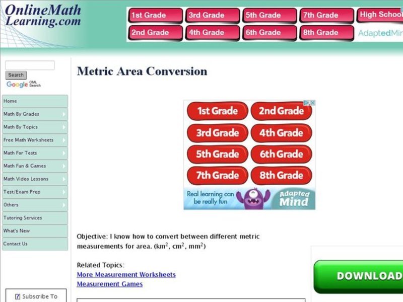 Eight Convert to Area Metric Units Problems Interactive
