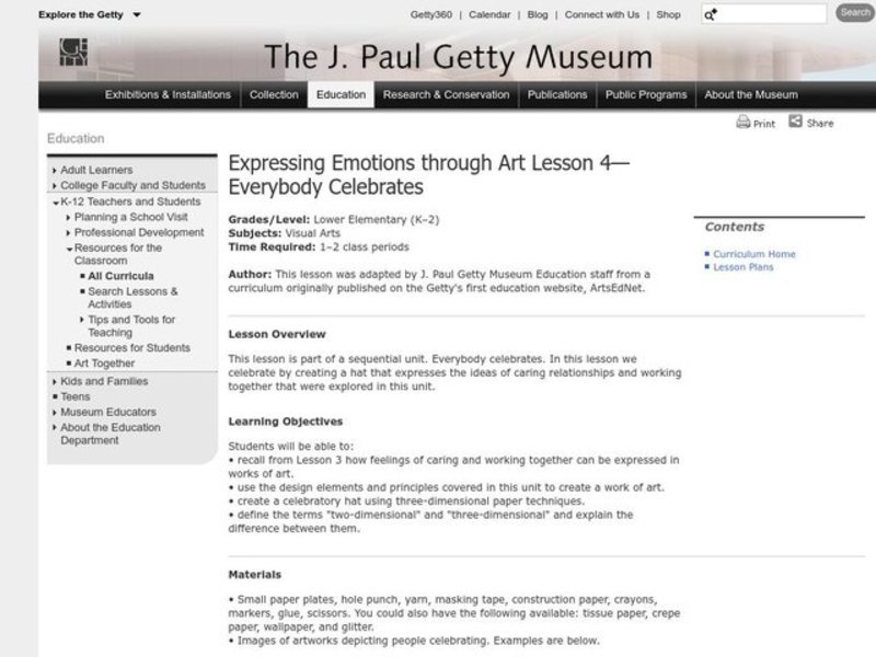 Expressing Emotions through Art Lesson 4—Everybody Celebrates Lesson Plan