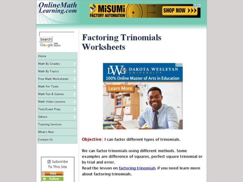 Factoring Trinomials (II) Interactive