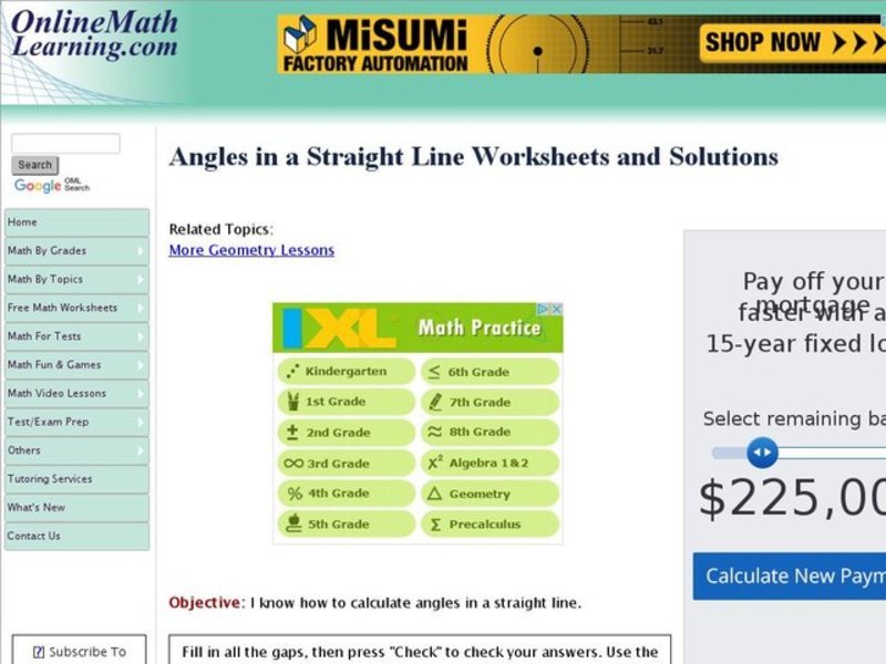 Angles in a Straight Line Interactive
