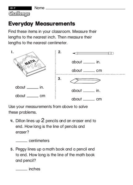 Everyday Measurements Worksheet
