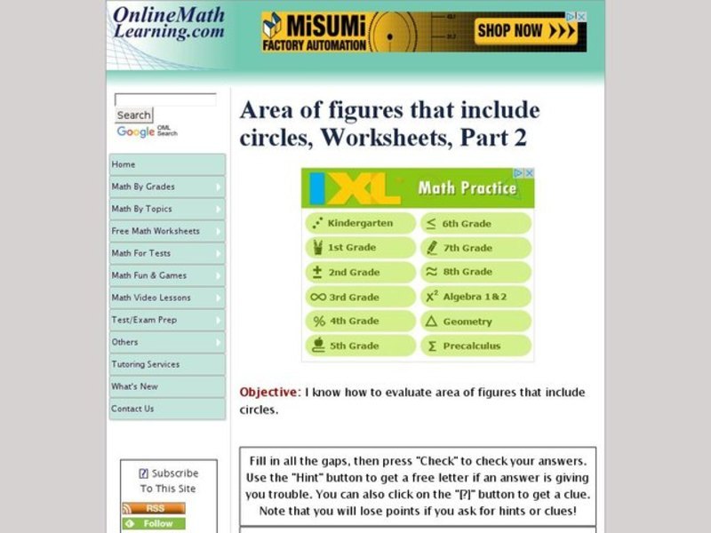 Area of Figures That Include Circles Interactive