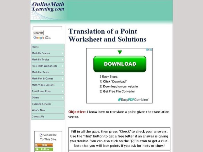 Translation of a Point Interactive