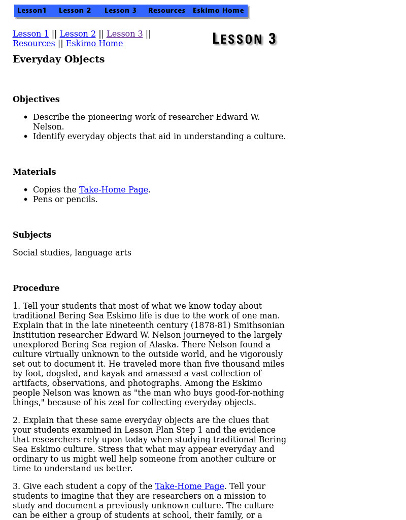 Everyday Objects Lesson Plan