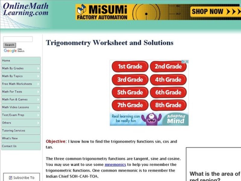 Trigonometry Worksheets Interactive