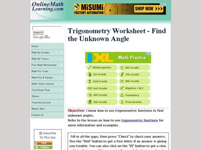 Five Find the Unknown Angle Interactive Problems Interactive