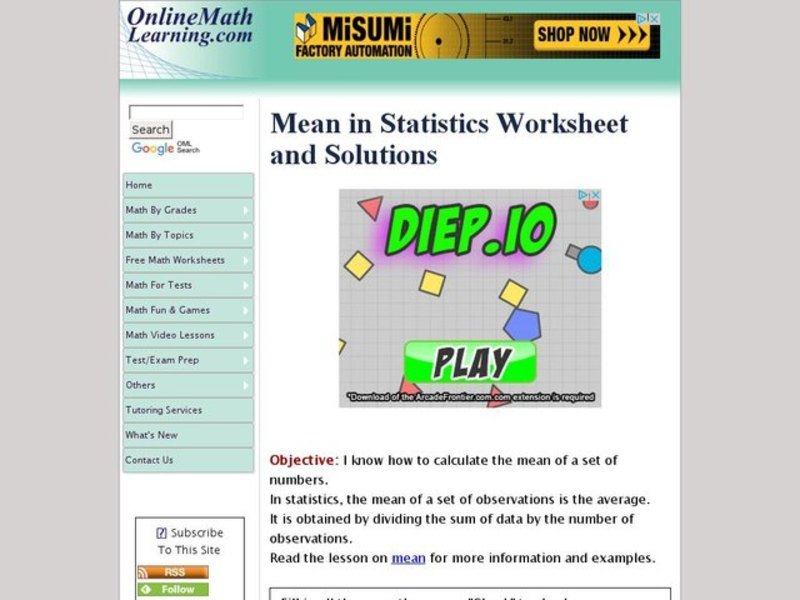 Mean in Statistics: Practice Finding Averages Interactive
