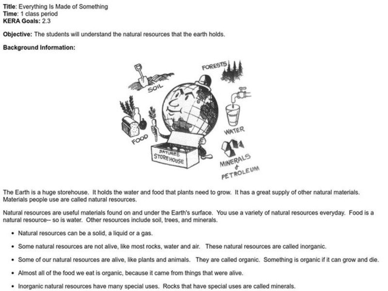 Everything is Made of Something Worksheet