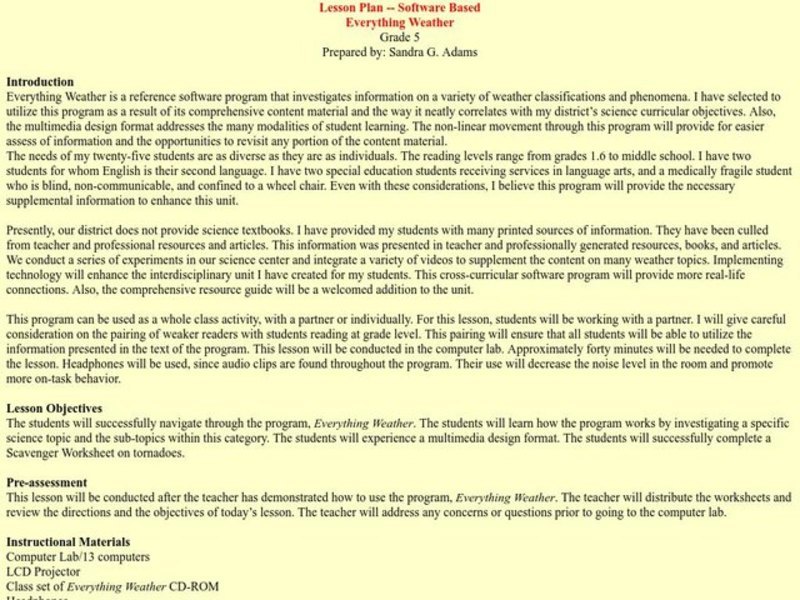 Everything Weather Lesson Plan