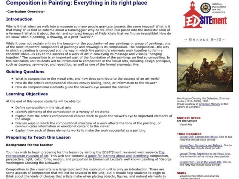 Everything in Its Right Place: an Introduction To Composition in Painting Lesson Plan