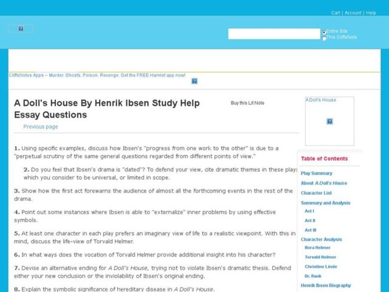 A Doll's House - Essay Questions Interactive