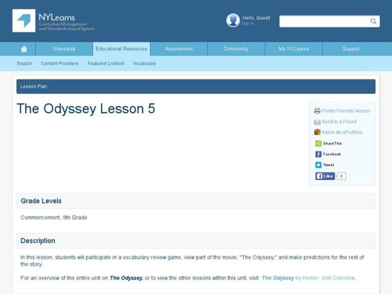 The Odyssey Lesson 5 Unit Plan