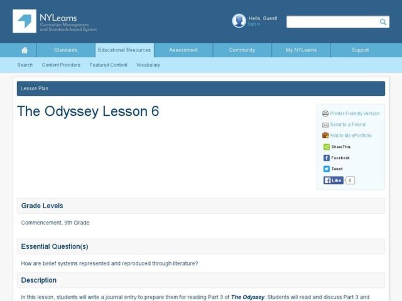 The Odyssey Lesson 6 Unit Plan