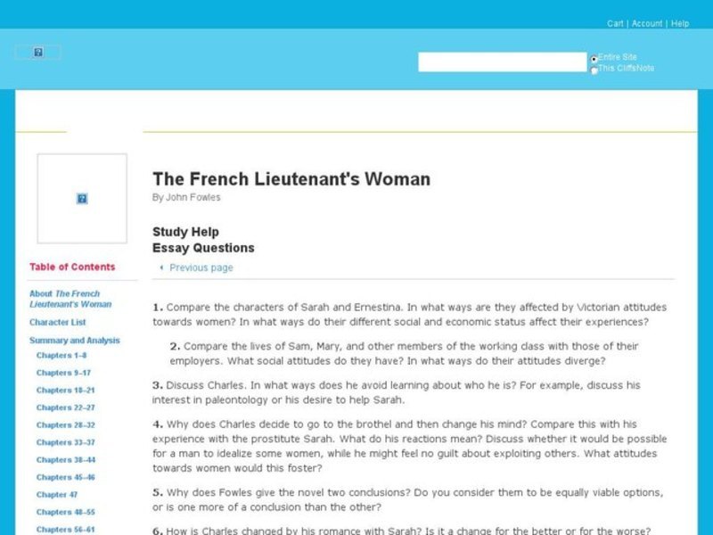 The French Lieutenant's Women - Essay Questions Interactive