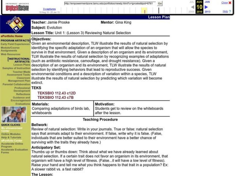 Evolution Lesson Plan
