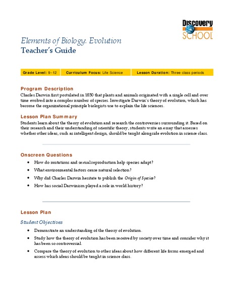 Evolution Lesson Plan