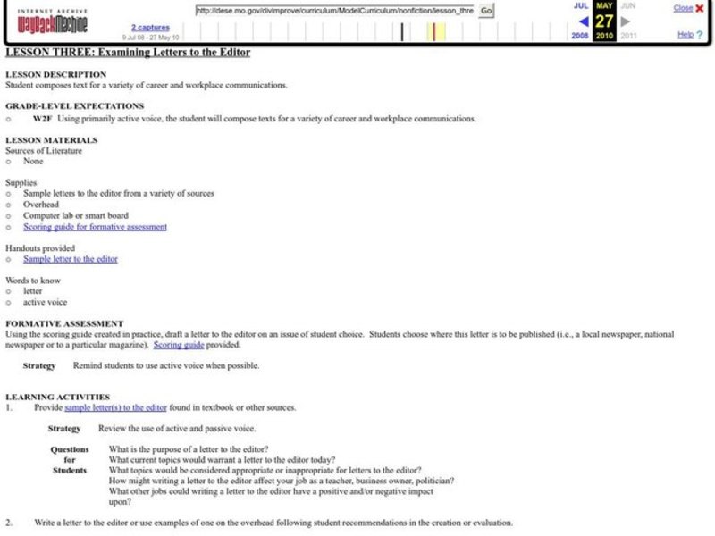 Examining Letters to the Editor Lesson Plan