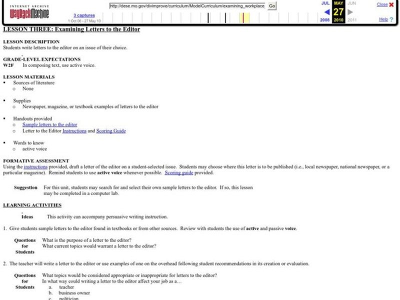 Examining Letters to the Editor Lesson Plan