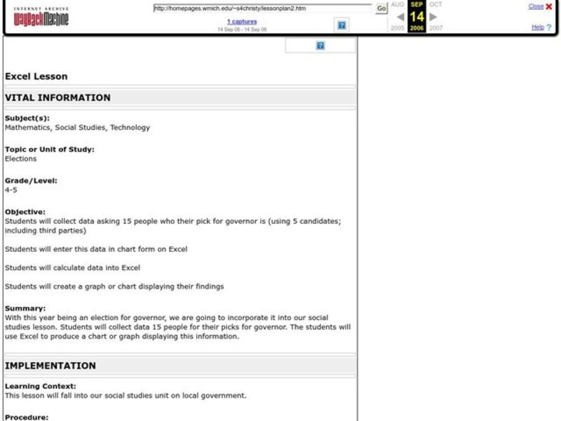 Excel Lesson Lesson Plan