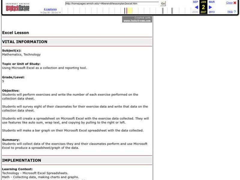 Excel Lesson Lesson Plan