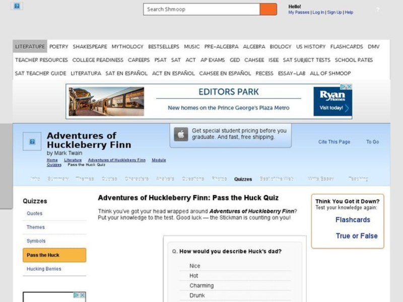 Adventures of Huckleberry Finn: Pass the Huck Quiz Interactive