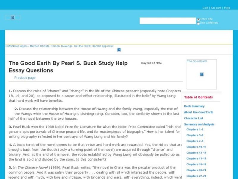 The Good Earth - Essay Questions Interactive