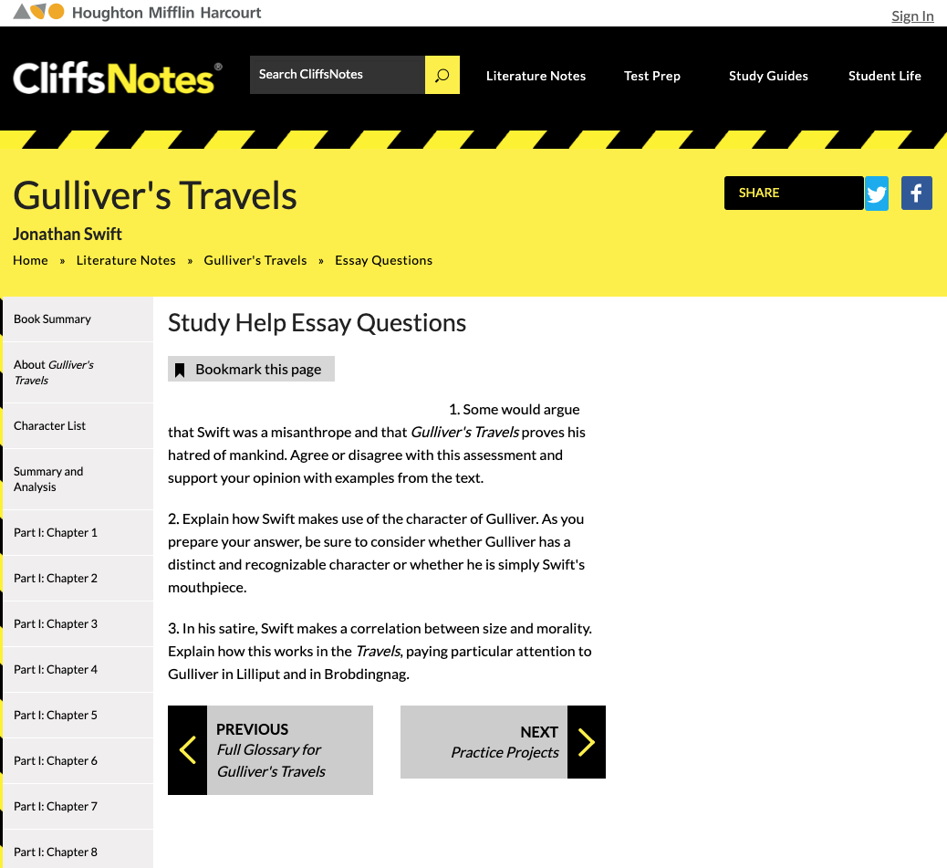 Gulliver's Travels Study Help Essay Questions Writing