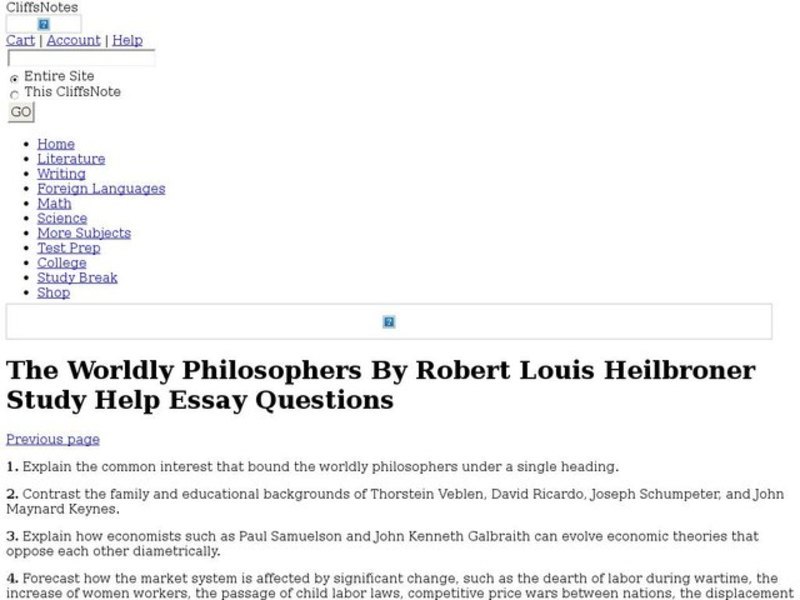 The Worldly Philosophers by Robert Louis Heilbroner Interactive
