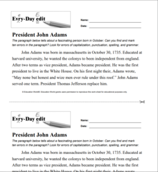 Every-Day Edit: President John Adams Activity