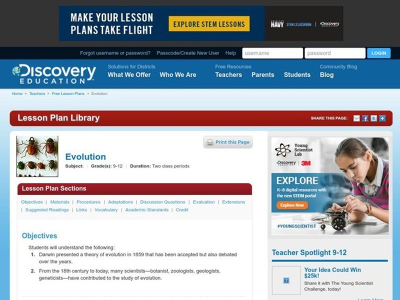 Evolution Lesson Plan