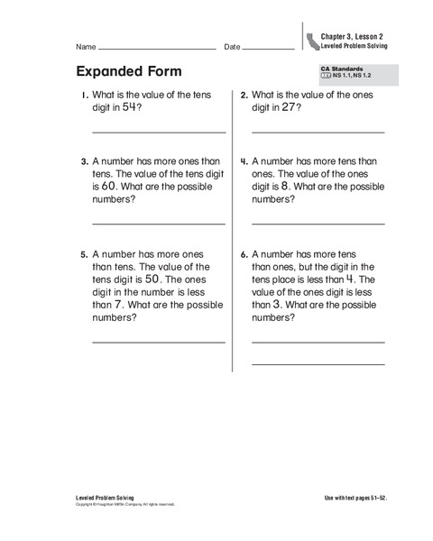 Expanded Form Worksheet