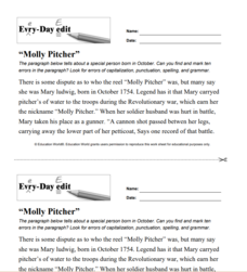 Every-Day Edit: "Molly Pitcher" Activity