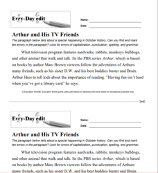 Every-Day Edit: Arthur and His TV Friends Activity