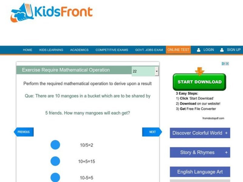 Exercise Require Mathematical Operation Interactive