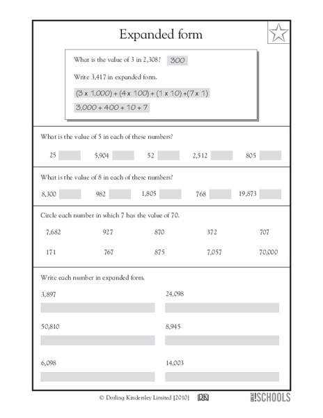 Expanded Form Worksheet