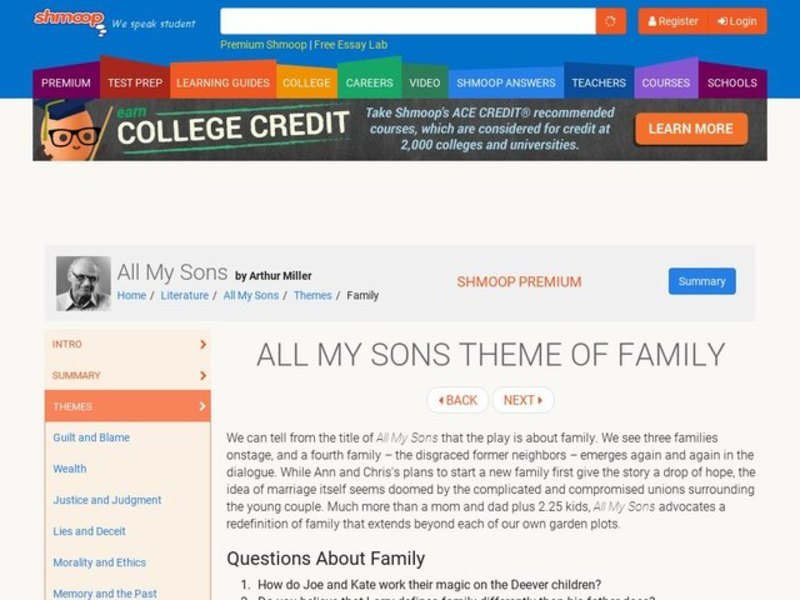 All My Sons Theme of Family Interactive